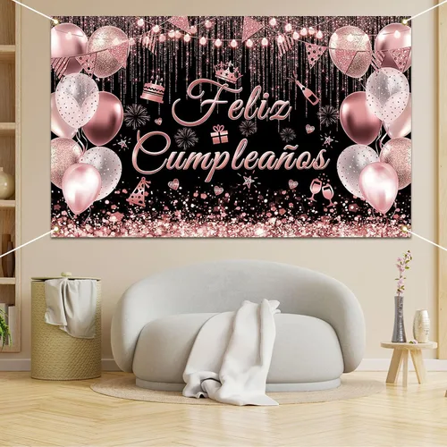 Vista 8 de Avezano Cartel de Feliz Cumpleaños para decoración de fiesta de cumpleaños mexicana, telón de fondo, fiesta española, fondo de fiesta de cumpleaños