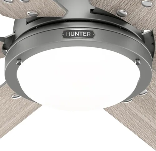 Vista 7 de Hunter Ventilador de techo de plata mate de gravedad WiFi de 72 pulgadas con kit de luz LED y control remoto de mano
