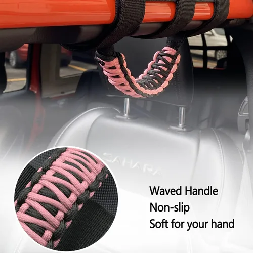 Vista 5 de Accesorios para Jeep Wrangler, barra antivuelco, mango de agarre con moldura para manija compatible con Jeep Wrangler YJ TJ JK JKU JL JLU 1955-2023