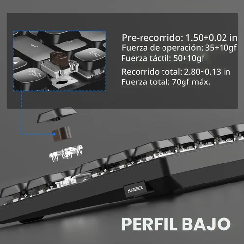 Vista 3 de Camiysn Teclado mecánico inalámbrico RGB Moon84 modo triple 2.4 GHz/BT/USB-C con cable de oficina teclado negro para computadora, computadora