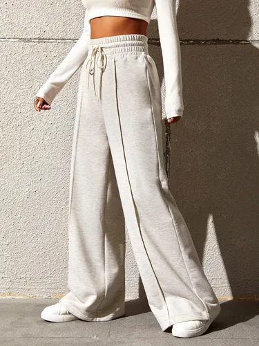 Vista 4 de SOLY HUX Pantalones largos de pierna ancha con cordón y cordón para mujer