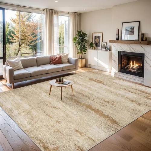 Vista 3 de Area Rugs - Alfombra para sala de estar, 4 x 6, lavable, moderna, abstracta, suave, neutra, antideslizante, grande para interiores, resistente a