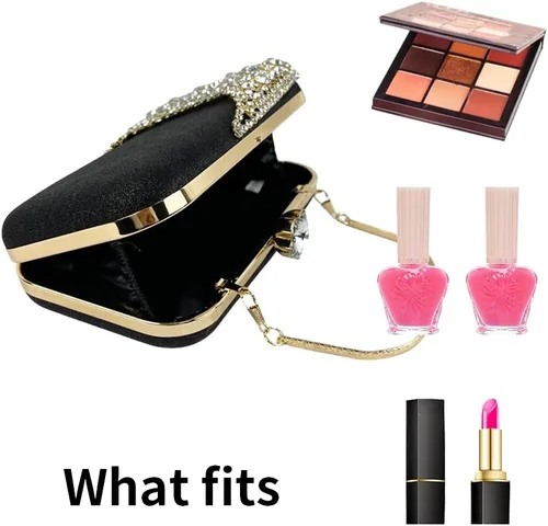 Vista 9 de shiiriin Bolso de mano de cristal brillante para mujer, elegante bolso de mano con diamantes de imitación para novia, boda, fiesta