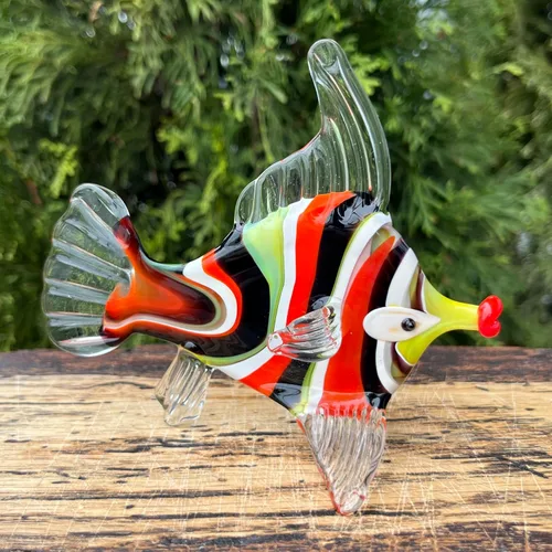 Vista 8 de Figura de pez de cristal – Pescado de Murano en miniatura soplado a mano – Decoración de acuario de cristal artístico – Adorno de pecera pequeño