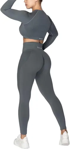 Vista 5 de Sunzel Camisetas cortas de entrenamiento de manga larga sin costuras para mujer, suaves y ajustadas, atléticas, para yoga, gimnasio, deportes