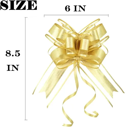 Vista 3 de WEWILUCK Lazos para Envolver Regalos, Lazos Grandes Dorados para Regalos, Presentes, Cestas de Regalo, Gran Lazo Dorado para Cumpleaños, Fiestas
