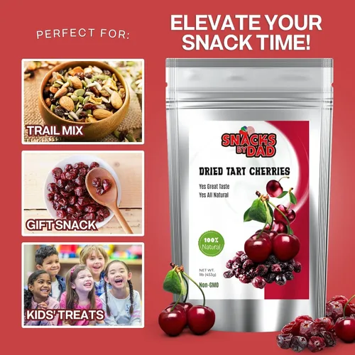 Vista 4 de Cerezas ácidas secas – Cerezas secas veganas sin conservantes Snack saludable y saludable Cereza agria para aperitivos Frutas secas de primera