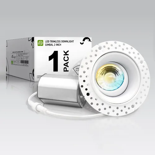 Vista 16 de ASD Sin moldura de 2 pulgadas de luces LED empotradas, 8W 120V redondas para uso comercial, luces regulables sin lata para techo con caja