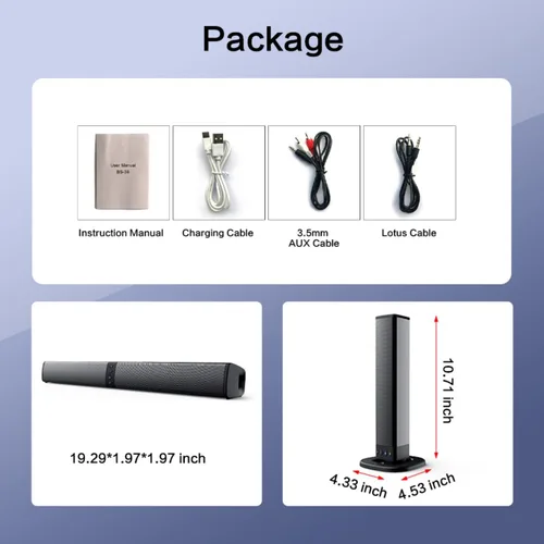 Vista 5 de JFX Barra de sonido para Smart TV, barra de sonido con Bluetooth 5.0, conexión 3/ARC/Opt/AUX, barra de sonido desmontable 2 en 1