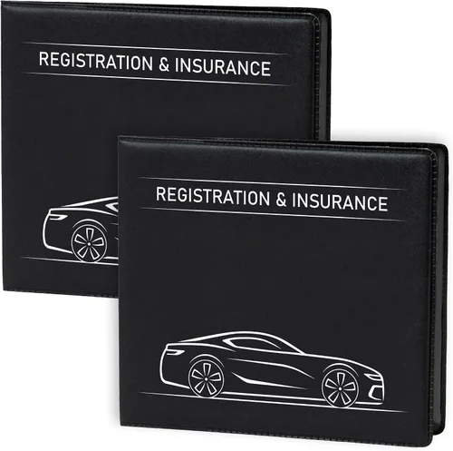 Vista 9 de CANOPUS Soporte para registro y seguro de automóvil (pequeño, negro-blanco), Negro, Compacto