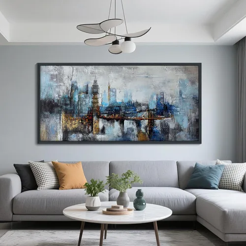 Vista 17 de Pogusmavi Decoración de pared para sala de estar, arte de pared para sala de estar, lienzo artístico/cuadros para dormitorio Diente de león azul