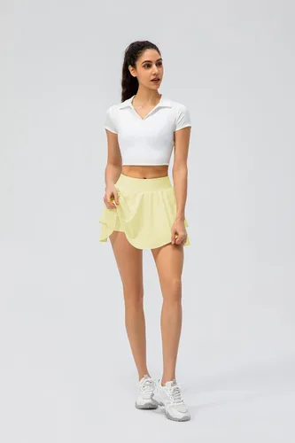 Vista 2 de Falda de tenis para mujer, falda pantalón de golf, faldas atléticas con pantalones cortos, faldas de cintura alta, bolsillos, correr, gimnasio