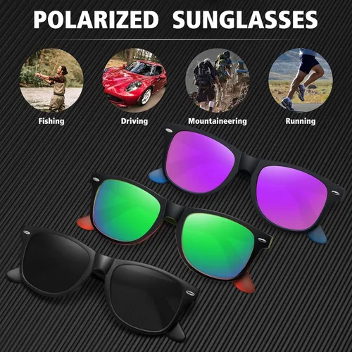 Vista 6 de MEETSUN Lentes de sol polarizados para mujeres y hombres, clásicos, retro, modernos, para conducción, protección UV400 (paquete de 3)