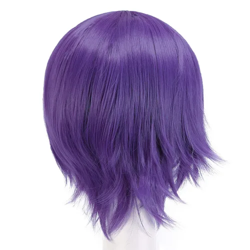 Vista 4 de MapofBeauty Peluca de disfraz de cosplay recta corta de moda (morado)