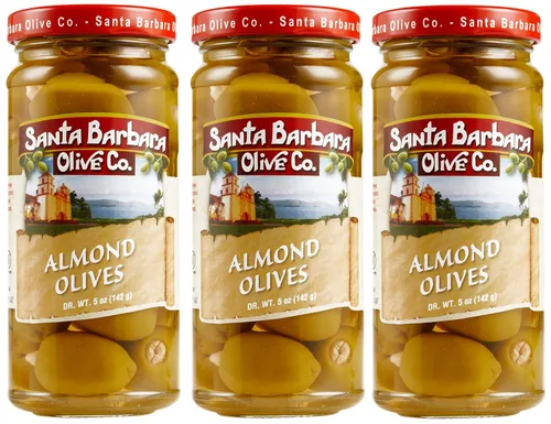 Vista 40 de Aceitunas verdes rellenas de anchoas sin hueso de Santa Barbara, perfectas para tablas de embutidos, ensaladas, pizza y pasta, paquete de 3, 5 onzas