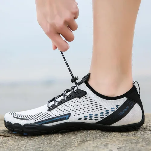 Vista 5 de Whatseaso Zapatos acuáticos para mujeres y hombres, de secado rápido, zapatos descalzos para buceo, natación, surf, aqua, caminar, playa, yoga