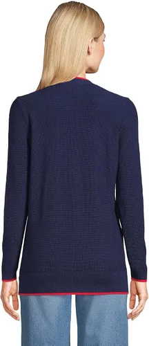 Vista 2 de Lands' End Conjunto de cárdigan y suéter sin mangas de algodón de calibre fino para mujer