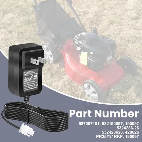 Vista 4 de 587007101 Cargador de batería para cortacésped – Cargador de 12 V por compatible con Husqvarna Craftsman Sears 532190097 HD725FE, HU675FE, HU725E