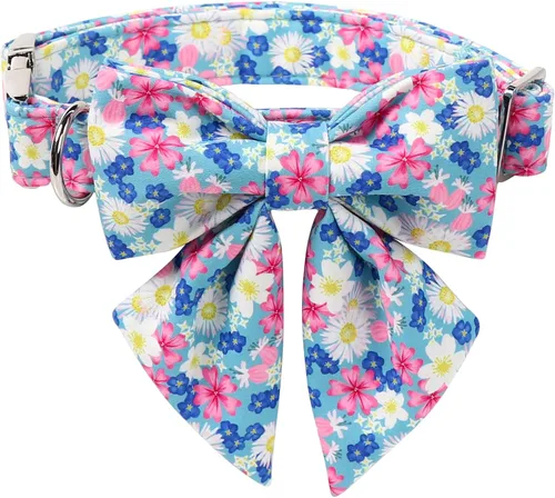 Vista 23 de Collar para perro con corbatín de Lionet Paws, Collar de corbatín de verano para perro, Collar para perro ajustable y cómodo, regalo para cachorro