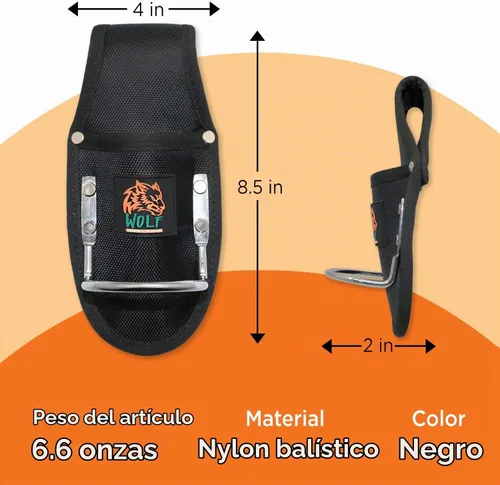 Vista 5 de Funda para Martillo y Alicates Wolf, Fabricada con Nylon Balístico y Acero Resistente, Bolsa de Utilidad y Soporte para Herramientas, Se Fija al