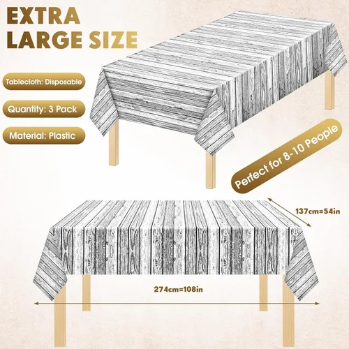 Vista 3 de Irenare 3 manteles de madera de grano de madera, manteles de madera blanca rústica, rectangular, decoración de mesa para barbacoa, otoño, fiesta