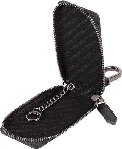 Vista 4 de VISOUL Funda de cuero para llavero de automóvil para hombres y mujeres, funda protectora de llavero inteligente con gancho de metal y llavero