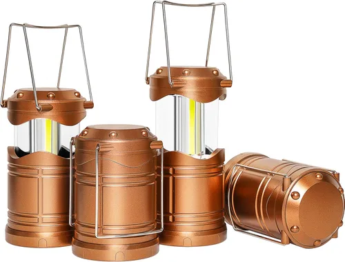 Vista 24 de Lichamp Linterna LED para campamento, paquete de 4 linternas alimentadas por batería para cortes de energía, luz colgante plegable portátil esencial