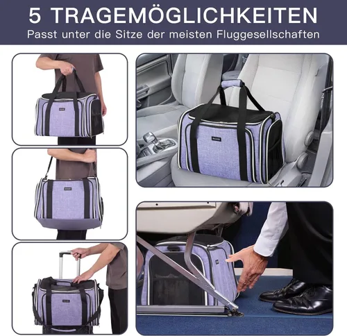 Vista 8 de BAGLHER Bolsa de Transporte para Gatos, Transportador de Mascotas Aprobado por Aerolíneas, Lateral Suave, Portador de Viaje para Mascotas, 5 Puertas