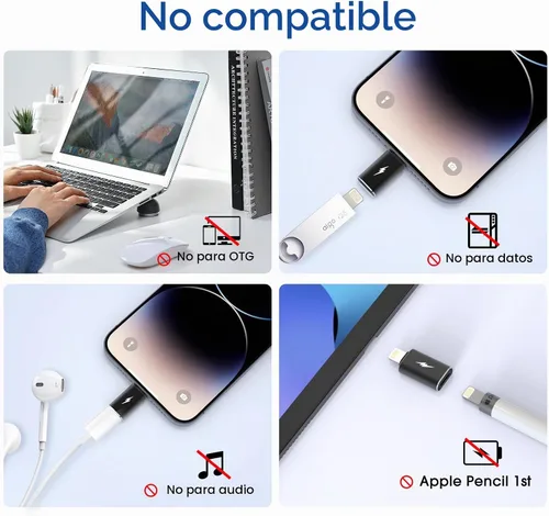 Vista 3 de TechMatte - Juego de 2 adaptadores USB C hembra a Lightning macho, 2.2A de carga y transferencia de datos, compatible con iPhone 14, 13, 12, 11, XS
