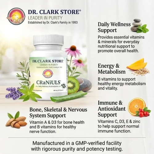 Vista 3 de Dr Clark Store CRaNiULS (Multi Vitaminas y Minerales), 520 mg 150 cápsulas