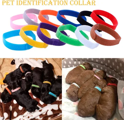 Vista 2 de Sowaka 12 collares de parto para cachorros, multicolor, ajustables, de doble cara, reutilizables, cómodos, de tela suave, bandas de identificación