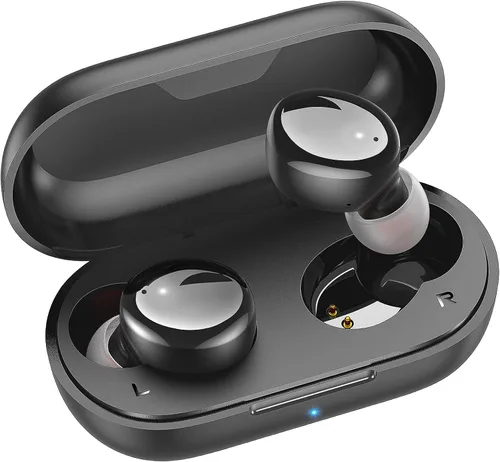 Vista 9 de Kurdene - Auriculares inalámbricos Bluetooth 5.3 ligeros Premium Sound Bass Ear buds with Charging Case,Smart Touch Control,Built in Mics Negro
