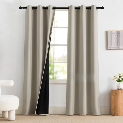 Vista 42 de NICETOWN Cortinas 100% Opacas Cortas de 36 Pulgadas de Largo para Dormitorio, Privacidad Aislamiento Térmico con Ojales Cortinas de Ventana