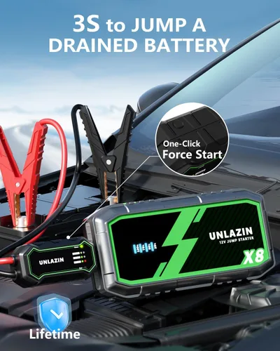 Vista 2 de X8 Arrancador de Salto 8000A Arrancador de Batería Portátil con Arranque Forzado, Caja de Arranque de Coche de 12V y Amplificador de Batería