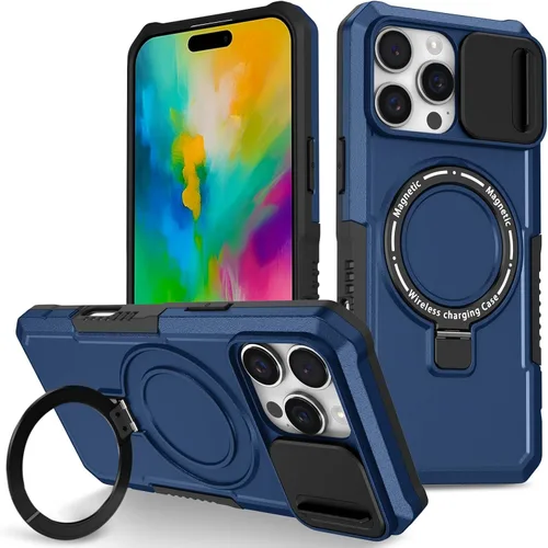 Vista 95 de Funda magnética para iPhone 11, soporte de anillo con ventana corrediza, funda protectora mate a prueba de golpes para iPhone 11 6.1, fundas