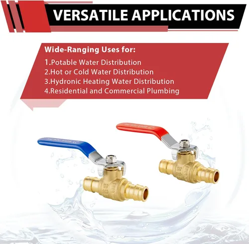 Vista 4 de EFIELD - Válvula de bola de latón Pex-A de expansión fría de 1/2 x 1/2 pulgada para agua caliente y fría o potable, ASTM F1960, certificado cUPC