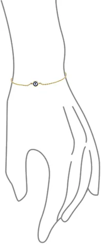 Vista 3 de Pulsera simple minimalista de oro amarillo real de 14 quilates con amuleto de protección azul pequeño con dije de mal de ojo para adolescentes
