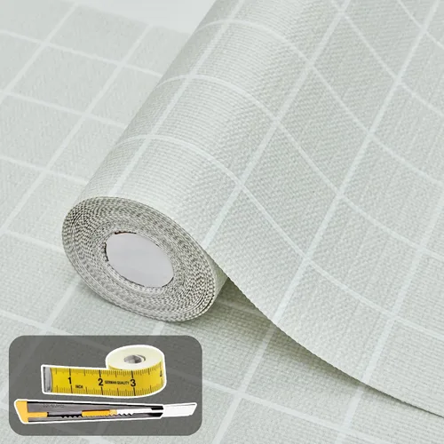 Vista 14 de Lámina para revestir estantes y cajones de cocina y baño, impermeable, antideslizante, sin adhesivo, fácil de limpiar, incluye cuchillo y cinta