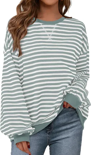 Vista 14 de BTFBM Sudadera de gran tamaño para mujer 2026 otoño Azul Beige Blanco