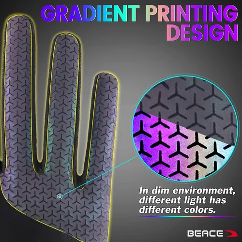 Vista 2 de BEACE Guantes de ciclismo, guantes de ciclismo para mujer (brillo nocturno colorido) con pantalla táctil, guantes de entrenamiento de dedo completo