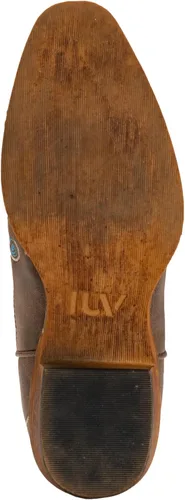 Vista 7 de IUV Botas vaqueras para mujer, botas occidentales de media pantorrilla, pestañas sin cierre, botas puntiagudas