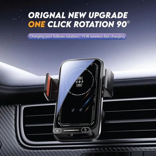 Vista 6 de Soporte de teléfono inalámbrico para cargador de coche de 15 W con control de gestos, sujeción automática Hands free operation, 90 degree auto