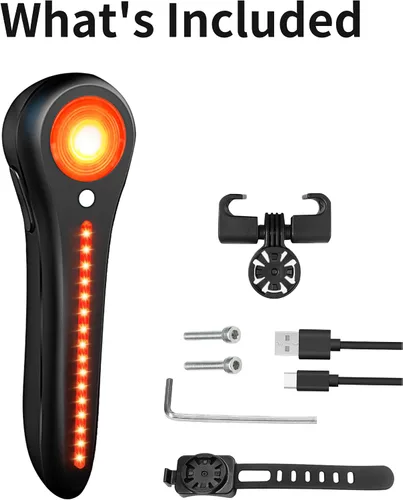 Vista 9 de DARKBEAM Luz trasera inteligente para bicicleta, con sensor de freno/luz, recargable USB-C, IP64 impermeable, 5 modos de luz, luz trasera