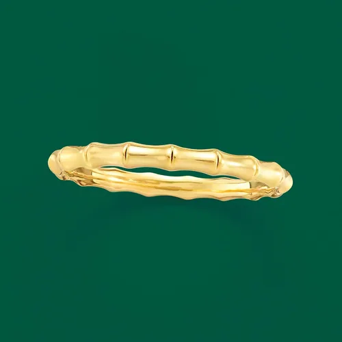 Vista 3 de Ross-Simons Italian Andiamo 14kt Yellow Gold Over Resin Bamboo Bangle Bracelet