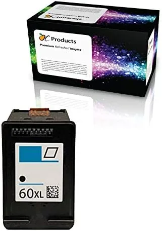 Vista 2 de Cartucho de tinta de repuesto para impresoras HP 60 Negro para impresoras Envy 120 114 Deskjet F4480 F4210 D1660 F4400 (1 negro)