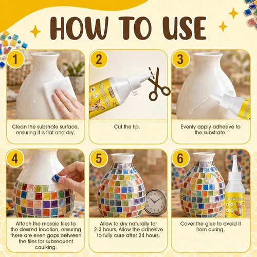 Vista 6 de JAOJAO Pegamento del mosaico, Adhesión fuerte seca rápida 3.4 fl oz