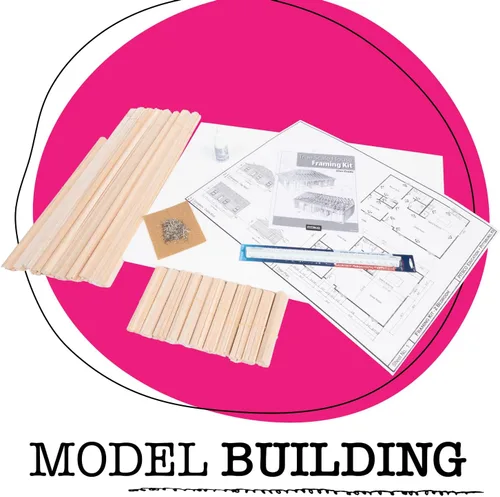 Vista 2 de Kit de marco de casa a escala 1:16 Modelo de madera Balsa Kit educativo de marco arquitectónico para lectura de planos, construcción
