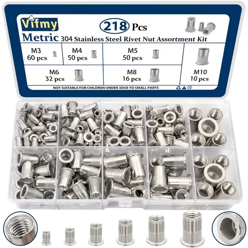 Vista 32 de Tuerca de remache UNC de 1/2 ''-13, 10 piezas de acero inoxidable 304 cabeza plana remache roscado inserto Nutsert