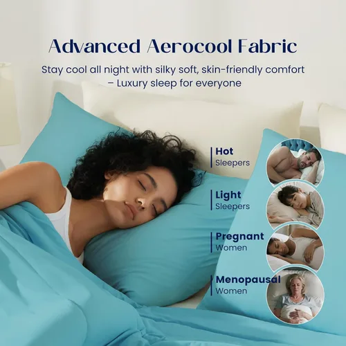 Vista 2 de Dream Valley® Fundas de almohada refrescantes para personas que duermen con calor, más suaves que la seda, juego de 2 fundas de almohada