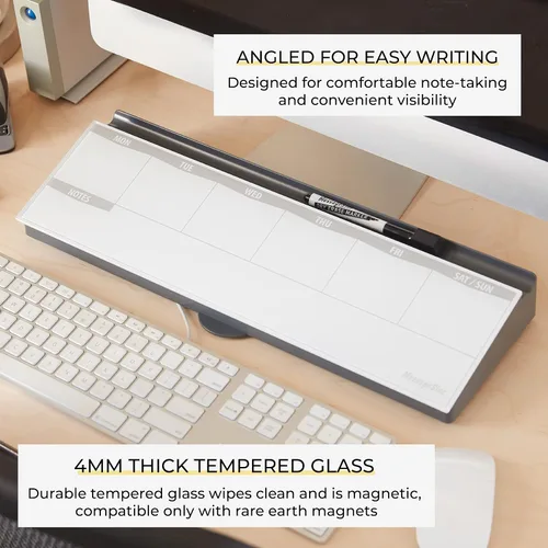 Vista 4 de ECR4Kids MessageStor Teclado para Escribir y Almacenar, Organizador de Escritorio, Gris